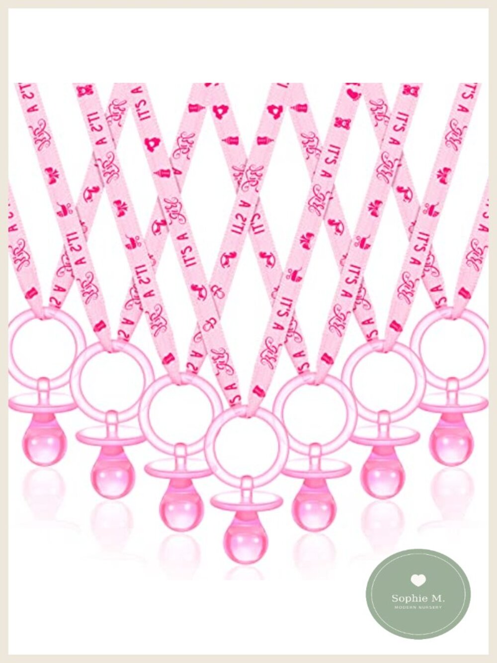 36 Pcs Acrylic Pacifier Necklace Baby Shower Favors It's A Girl